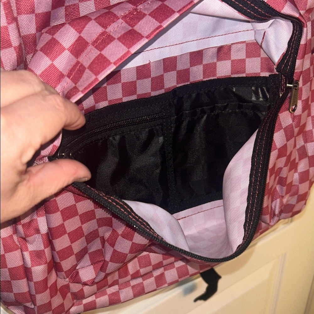 Vans Red and Pink Checkered Men's Backpack - Picture 3 of 4